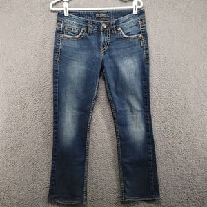 Silver Jeans Womens 27x32 Lola 17" medium wash‎ jeans Embroidered